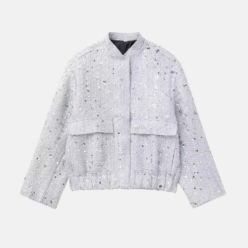 Dames Jas van Tweed met Gouden Pailletten – Esmée - G - Mavero