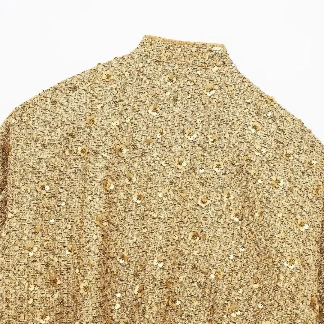 Dames Jas van Tweed met Gouden Pailletten – Esmée - Mavero