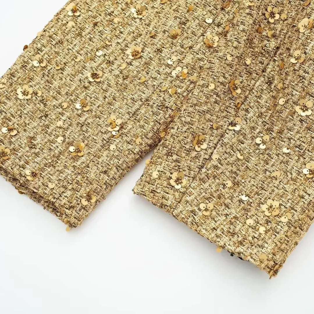 Dames Jas van Tweed met Gouden Pailletten – Esmée - Mavero