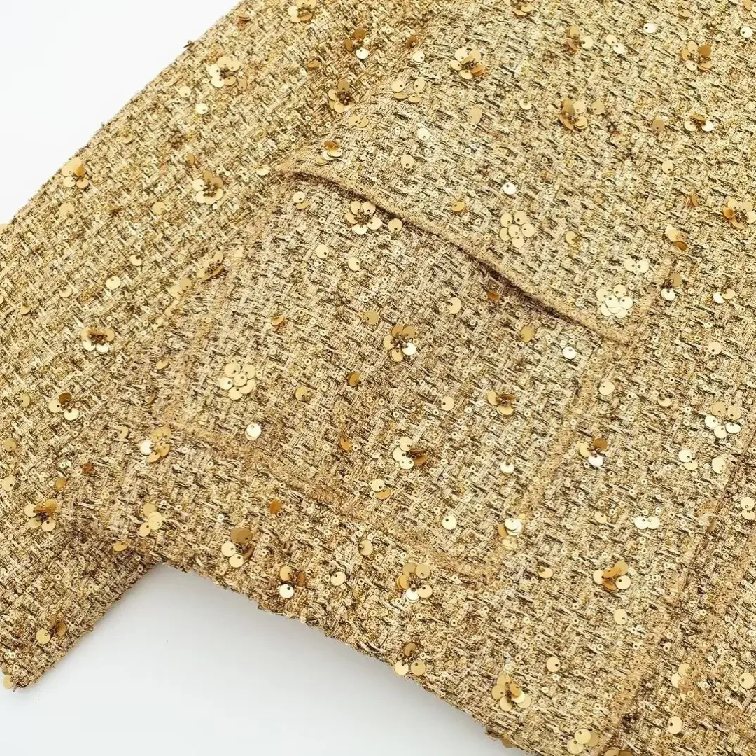 Dames Jas van Tweed met Gouden Pailletten – Esmée - Mavero