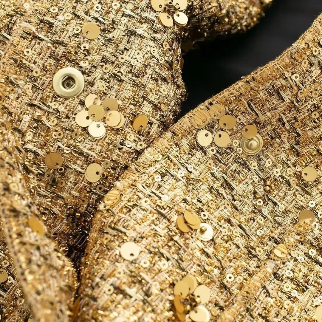 Dames Jas van Tweed met Gouden Pailletten – Esmée - Mavero