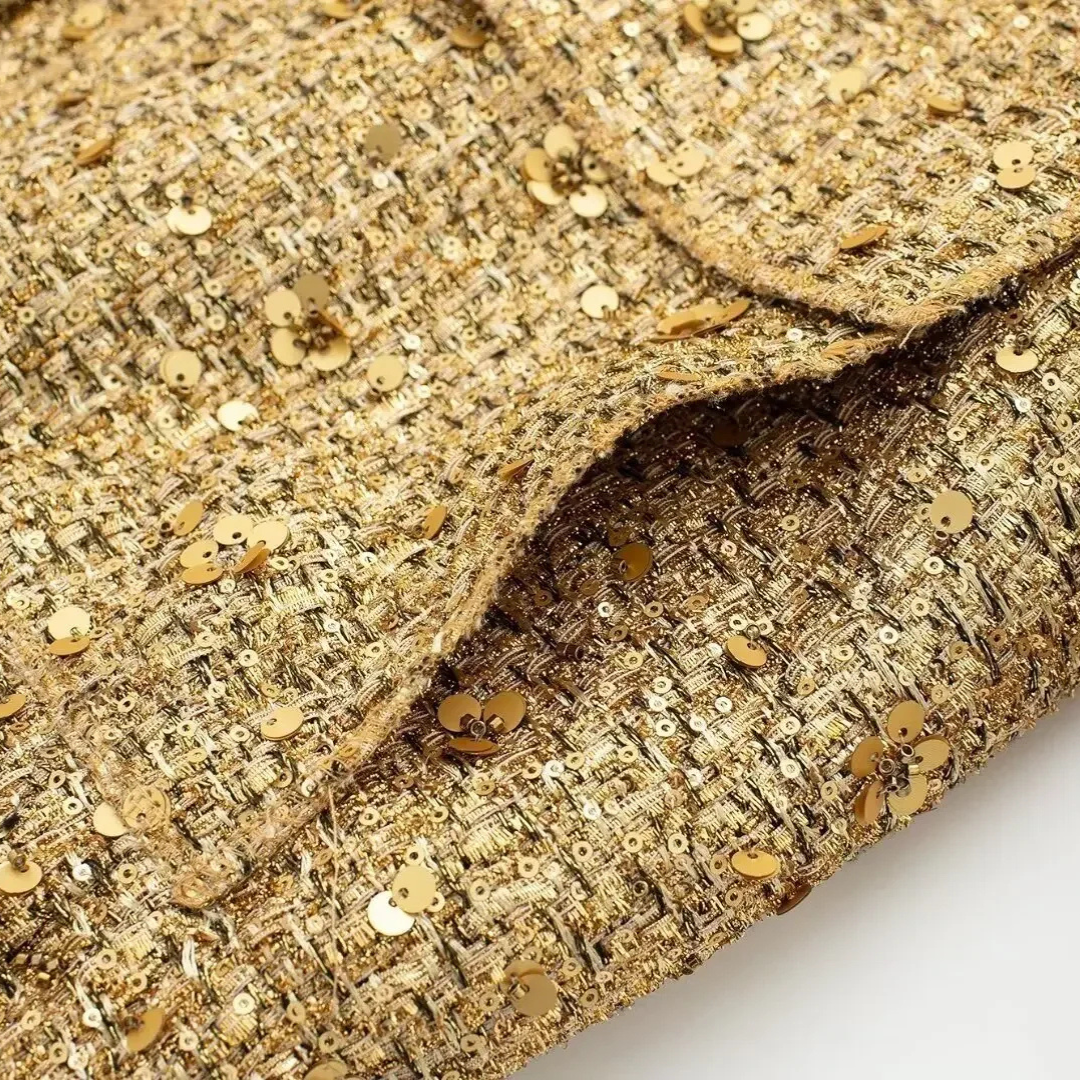Dames Jas van Tweed met Gouden Pailletten – Esmée - Mavero