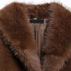 Dames Korte Imitatiebontjas Hazelnoot met Brede Kraag – Mare - Mavero