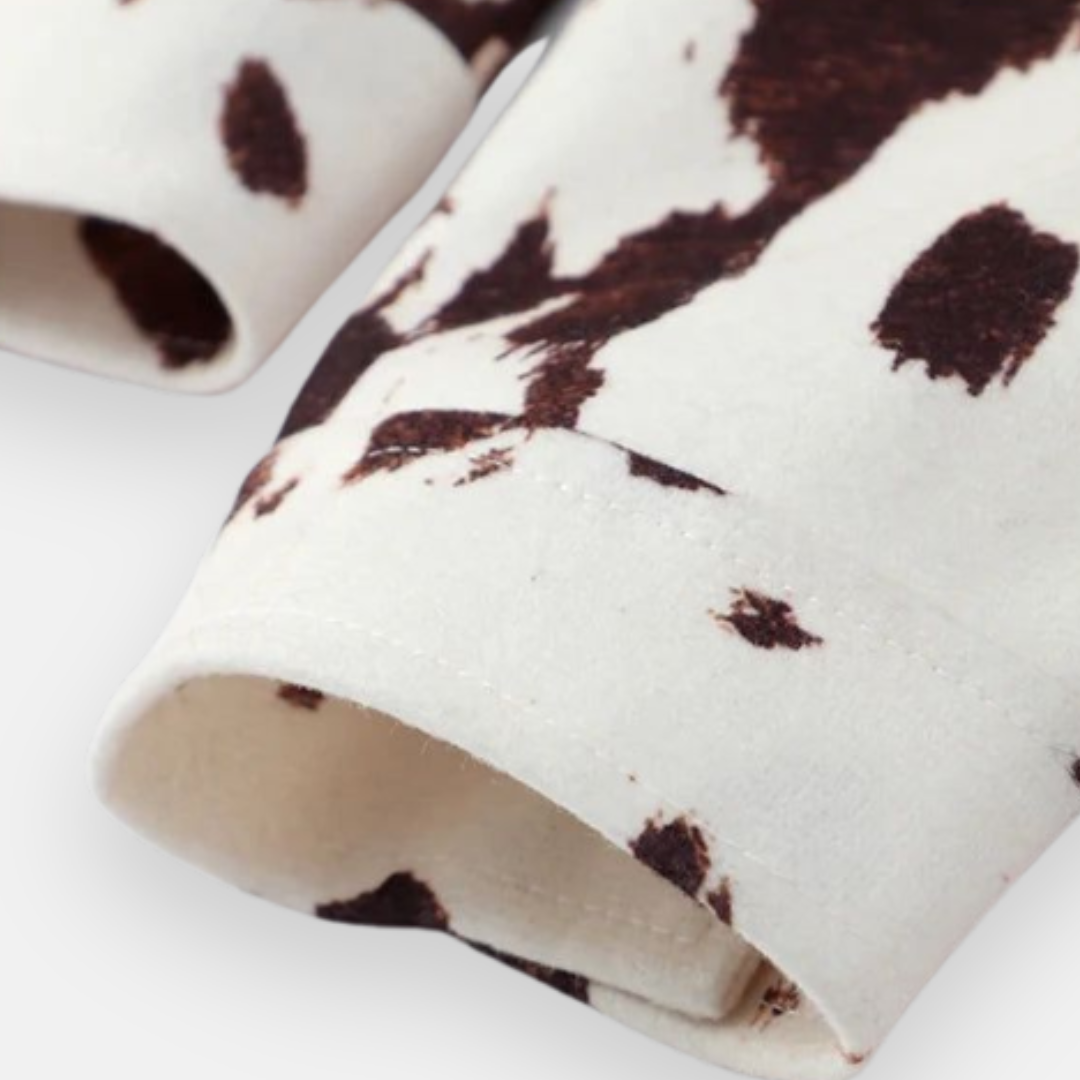 Dames Suède Jas met Koeienprint – Sanne - Mavero