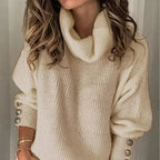 Dames Trui met Hoge Col en Knoopdetails – Sanne