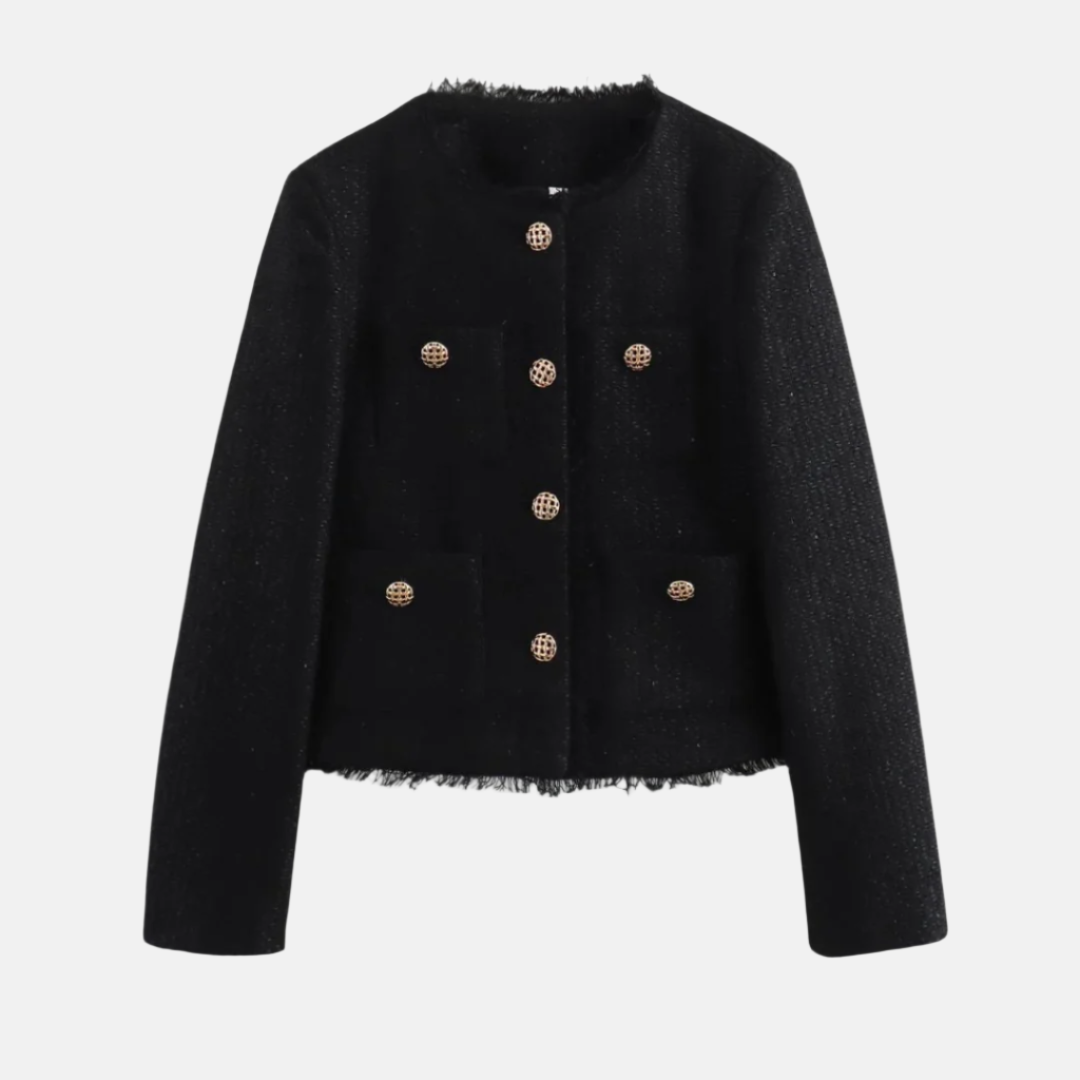 Dames Tweedjas met Gerafelde Rand – Sanne - Preto - Mavero