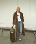 Lange Dames Trenchcoat van Suède, Bruin – Ilse