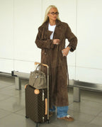 Lange Dames Trenchcoat van Suède, Bruin – Ilse