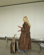 Lange Dames Trenchcoat van Suède, Bruin – Ilse