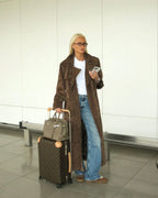 Lange Dames Trenchcoat van Suède, Bruin – Ilse